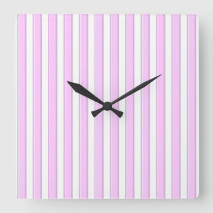 Rosa und Grau Stripes Wanduhr