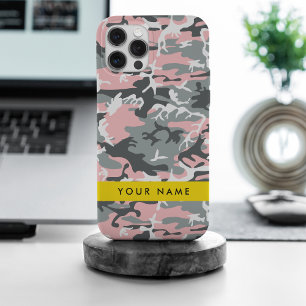 Rosa und Grau Tarnung Ihren Namen personalisieren iPhone 15 Pro Max Hülle