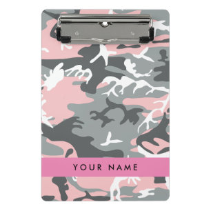 Rosa und Grau Tarnung Ihren Namen personalisieren Mini Klemmbrett