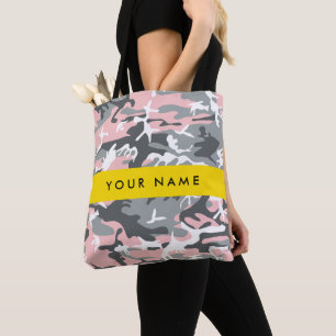 Rosa und Grau Tarnung Ihren Namen personalisieren Tasche