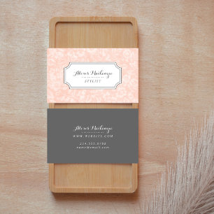 Rosa und Grau vintage Blumenmuster Visitenkarte