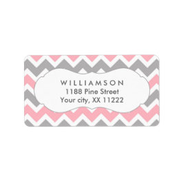 Rosa und grau Zickzack Adressetiketten Duschen Gef