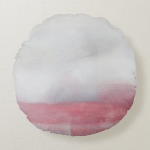 Rosa und Graue abstrakte Kunstmalerei. Moderne Kun Rundes Kissen