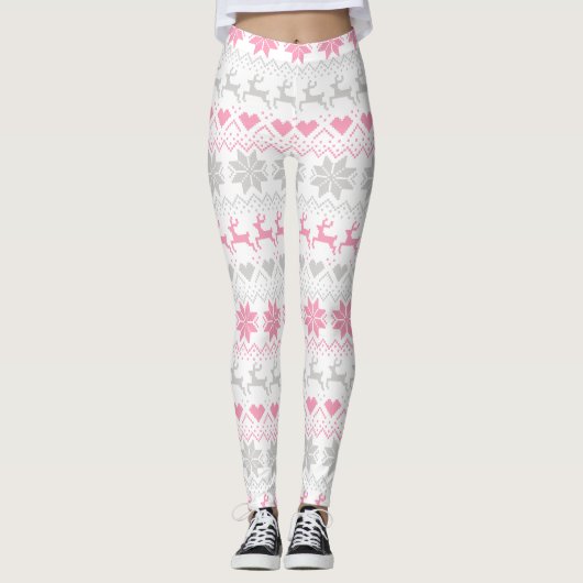 Rosa und graue angemessene Insel Leggings (Vorderseite)