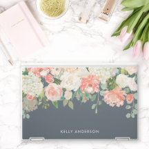 Rosa und graue Aquarellblume mit Ihrem Namen