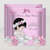 Rosa und graue Babydusche Blüte Einladung (Vorne/Hinten)