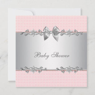 Rosa und Graue Babygirl-Party Einladung