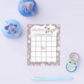 Rosa und graue Babyschale | Dusche Bingo Game Flyer (Einzeln)
