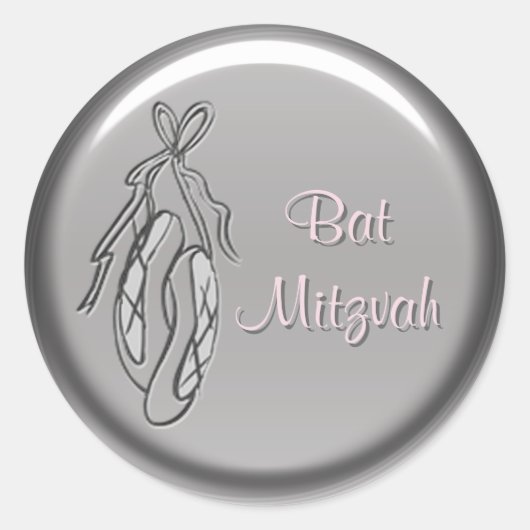 Rosa und graue Ballet Slipper Bat Mitzvah Sticker (Vorderseite)