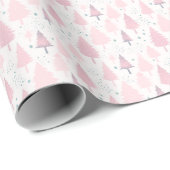 Rosa und graue Bäume Schneeflocken Weihnachten Geschenkpapier (Rolleneckpunkt)