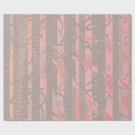 Rosa und graue Birkenwälder Geschenkpapier (Flach)