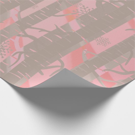 Rosa und graue Birkenwälder Geschenkpapier (Ecke)