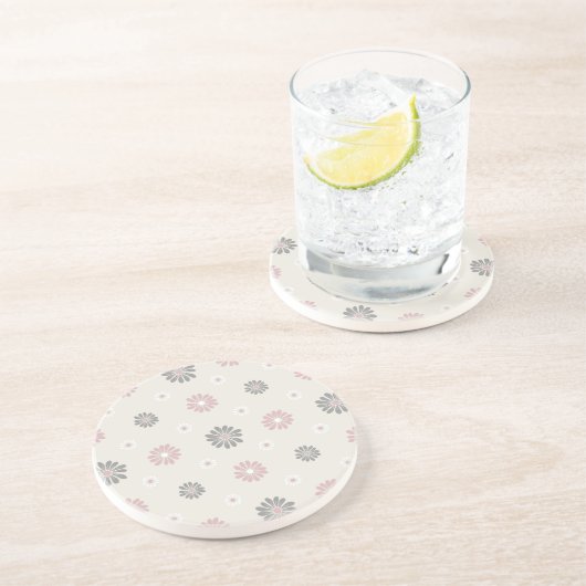 Rosa und graue Blume Getränkeuntersetzer (Seite)