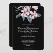 Rosa und graue Blume Hochzeit mit klassischer Wass Einladung (Vorne/Hinten)