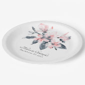 Rosa und graue Blume Hochzeit mit klassischer Wass Pappteller (Schrägansicht)