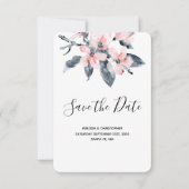 Rosa und graue Blume Hochzeit mit klassischer Wass Save The Date (Vorderseite)