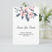 Rosa und graue Blume Hochzeit mit klassischer Wass Save The Date (Stehend Vorderseite)