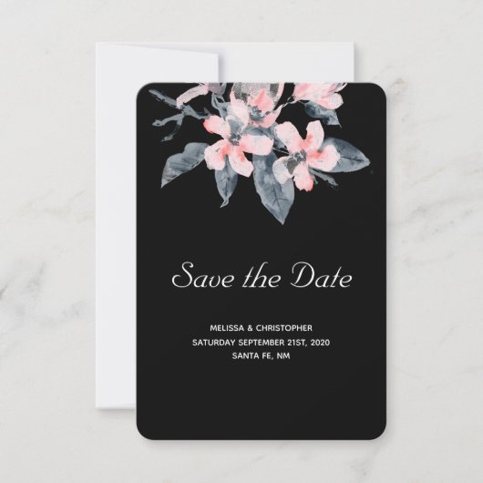 Rosa und graue Blume Hochzeit mit klassischer Wass Save The Date (Vorderseite)