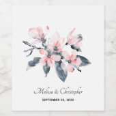 Rosa und graue Blume Hochzeit mit klassischer Wass Weinetikett (Einzelnes Label)