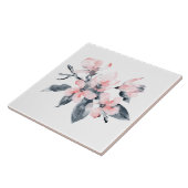 Rosa und graue Blume Klasse Wasserfarbe Fliese (Seite)