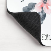 Rosa und graue Blume Klasse Wasserfarbe Mousepad (Ecke)