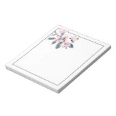 Rosa und graue Blume Klasse Wasserfarbe Notizblock (Rotiert)