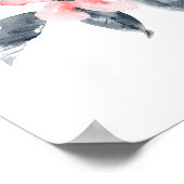 Rosa und graue Blume Klasse Wasserfarbe Poster (Ecke)