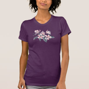 Rosa und graue Blume Klasse Wasserfarbe T-Shirt