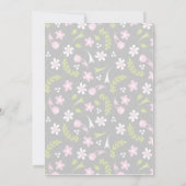 Rosa und graue Blütendusche Einladung (Rückseite)