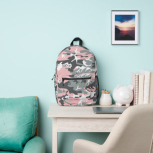 Rosa und graue Camouflage, Militär, Armee Bedruckter Rucksack