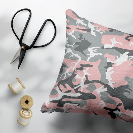 Rosa und graue Camouflage, Militär, Armee Dekokissen