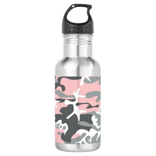 Rosa und graue Camouflage, Militär, Armee Edelstahlflasche (Vorderseite)