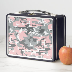 Rosa und graue Camouflage, Militär, Armee Metall Brotdose