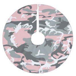 Rosa und graue Camouflage, Militär, Armee Polyester Weihnachtsbaumdecke