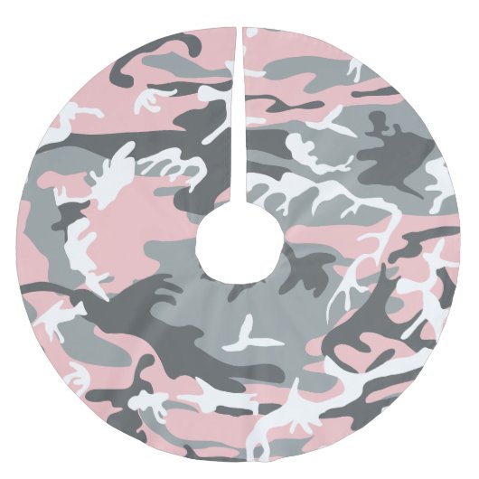 Rosa und graue Camouflage, Militär, Armee Polyester Weihnachtsbaumdecke (Vorderseite)