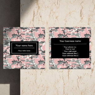 Rosa und graue Camouflage, Militär, Armee Quadratische Visitenkarte