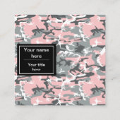 Rosa und graue Camouflage, Militär, Armee Quadratische Visitenkarte (Rückseite)