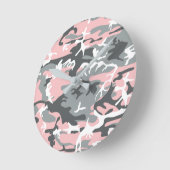 Rosa und graue Camouflage, Militär, Armee Runde Wanduhr (Winkel)