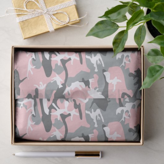 Rosa und graue Camouflage, Militär, Armee Seidenpapier (Geschenk)