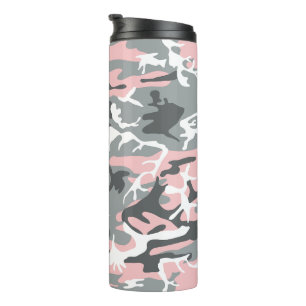 Rosa und graue Camouflage, Militär, Armee Thermosbecher
