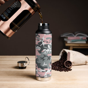 Rosa und graue Camouflage, Militär, Armee Trinkflasche