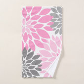 Rosa und graue Chrysanthemen Blumenmuster Badhandtuch Set (Handtuch)