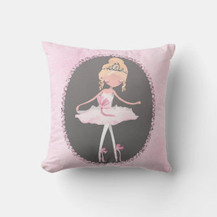Rosa und Graue Couture-Ballerina-Mädchen-Schlafzim Kissen