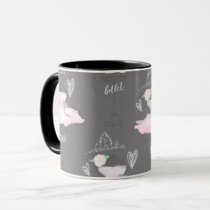 Rosa und Graue Couture Ballerina Mädchen Whimsical Tasse