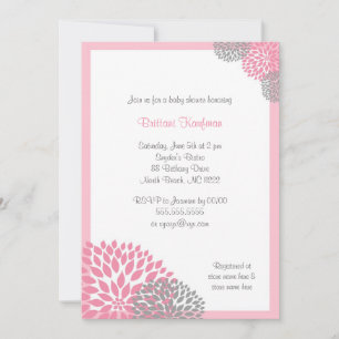 Rosa und Graue Dahlie Baby Shower Einladung