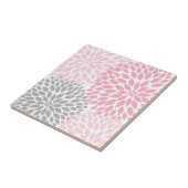 Rosa und graue Dahlieakzent-Kunstfliese Fliese (Seite)