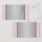 Rosa und graue Damaske, Ballet Slippers Platzkarte (Vorne/Hinten)