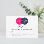 Rosa und graue eingesteckte Kreise Hochzeit der RS RSVP Karte (Stehend Vorderseite)
