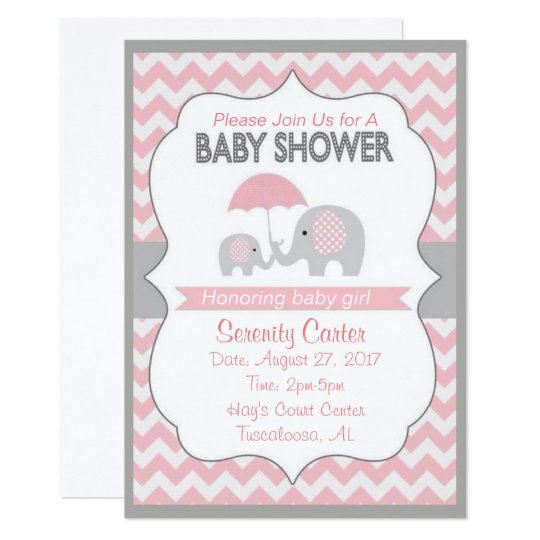 Rosa Und Graue Elefant Babyparty Einladungen Einladung Zazzle De