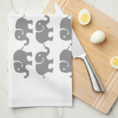 Rosa und graue Elefant-Kunst Handtuch (Viertel Falte)